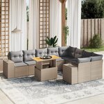 vidaXL Salon de jardin avec coussins 10 Pièces beige résine tressée