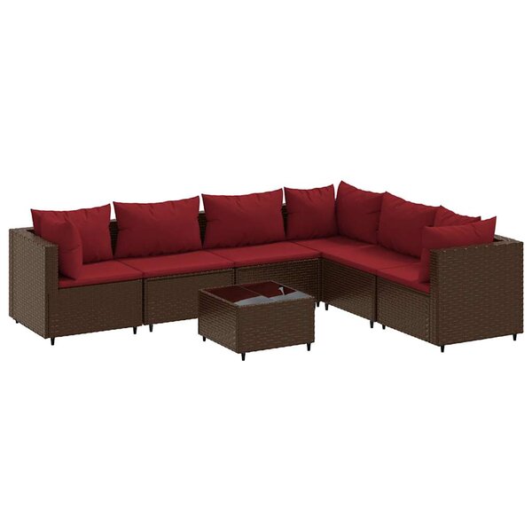 vidaXL Salon de jardin avec coussins 7 Pièces marron résine tressée
