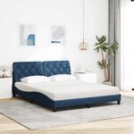 vidaXL Lit avec matelas bleu 160x200 cm tissu