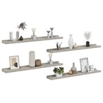vidaXL Étagères murales 4 Pièces Gris béton 80x9x3 cm