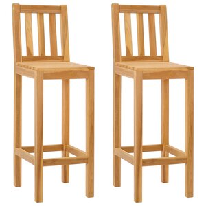 vidaXL Tabouret de bar 2 Pièces Naturel Bois de teck massif