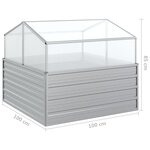 vidaXL Lit surélevé de jardin avec serre 100x100x85 cm Argenté