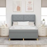 Lit Box Spring vidaXL avec Matelas Gris clair 140x200 cm Tissu