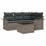vidaXL Ensemble de canapé de jardin avec coussin 5 Pièces Gris Poly rotin