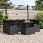 vidaXL Ensemble de canapé de jardin 7 pièces avec coussins noir poly rattan
