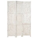 vidaXL Cloison de séparation 3 panneaux Blanc 120x165 cm Bois manguier