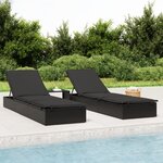 vidaXL Chaise longue 1 pc avec coussin noir 201x55x62cm résine tressée