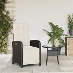 vidaXL Chaise inclinable de jardin et repose-pied noir résine tressée