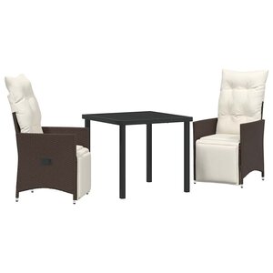 vidaXL Ensemble de salle à manger pour jardin 3 Pièces Marron Poly rotin