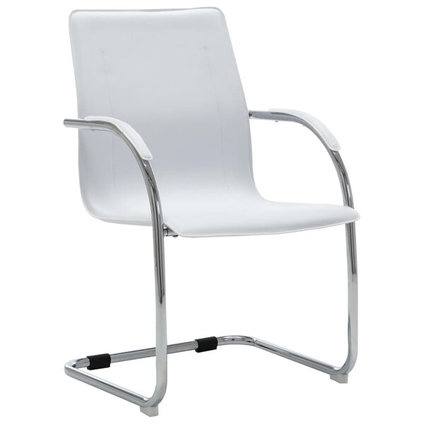 vidaXL Chaise de bureau cantilever Blanc Similicuir