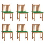 vidaXL Chaises de jardin lot de 6 avec coussins Bois de teck massif