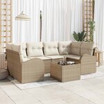 vidaXL Ensemble de canapé de jardin 7 Pièces Beige  Crème 55 x 55 x 37 cm