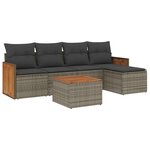 vidaXL Salon de jardin 6 Pièces avec coussins gris résine tressée