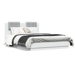 vidaXL Cadre de lit avec tête de lit et lumières LED blanc 140x190 cm