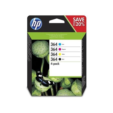 Hp 364 pack de 4 cartouches d'encre noir/cyan/magenta/jaune authentiques pour hp deskjet 3070a et hp photosmart 5525/6525 (n9j73ae)