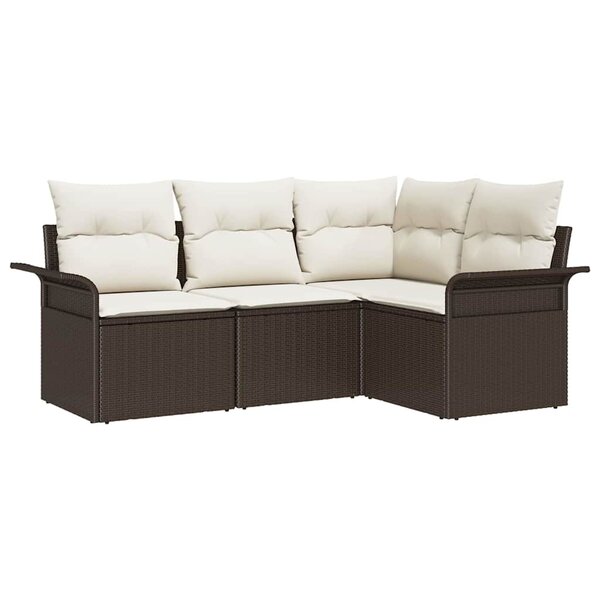 vidaXL Ensemble de canapé de jardin 4 Pièces Marron Poly rotin
