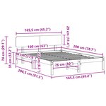 vidaXL Cadre de lit avec tête de lit 160x200 cm Bois de pin massif