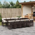 vidaXL Ensemble à manger de jardin et coussins 11 Pièces marron rotin