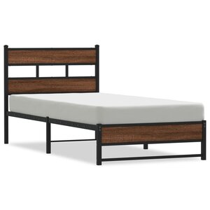 vidaXL Cadre de lit en métal sans matelas chêne marron 75x190 cm
