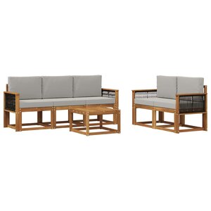 vidaXL Ensemble de canapés d'extérieur 6 pc Naturel et gris clair