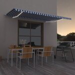 vidaXL Auvent manuel rétractable avec LED 500x350 cm Bleu et blanc