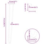 vidaXL Pieds en épingle à cheveux pour consoles  lot de 4  blanc  72 cm  acier massif