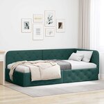 vidaXL Cadre de lit d'angle Vert foncé 90 x 190 cm tissu