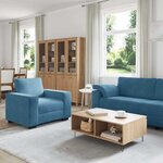 vidaXL Ensemble de canapés 3 Pièces avec coussins Bleu Velours