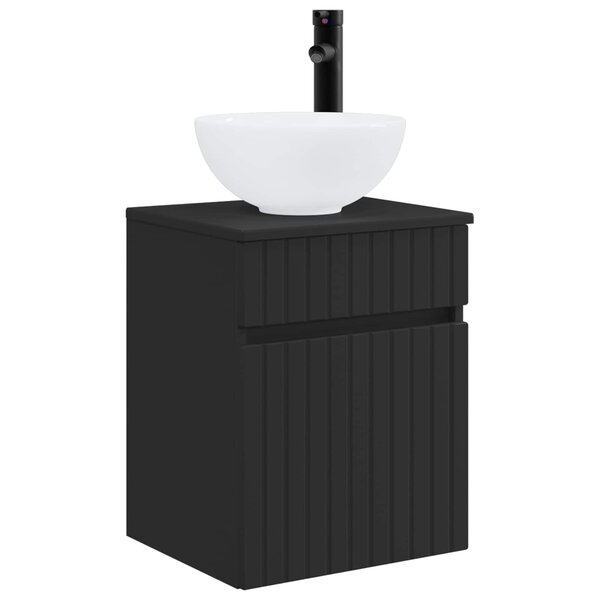 vidaXL Meuble de lavabo mural Noir 39 x 41 x 64 5 cm Bois d'ingénierie