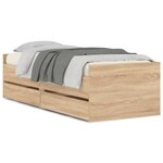 vidaXL Cadre de lit avec tiroirs sans matelas chêne sonoma 90x200 cm