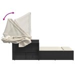 vidaXL Chaise longue double et auvent et coussins noir résine tressée