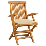 vidaXL Chaises de jardin et coussins blanc crème lot de 3 Teck massif