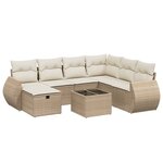 vidaXL Salon de jardin avec coussins 8 Pièces beige résine tressée