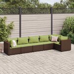 vidaXL Salon de jardin 6 Pièces avec coussins Marron Résine tressée
