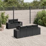 vidaXL Salon de jardin 6 Pièces avec coussins noir résine tressée