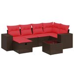 vidaXL Salon de jardin avec coussins 7 Pièces marron résine tressée