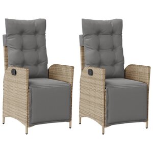 vidaXL Chaises inclinables de jardin lot de 2 avec repose-pied rotin
