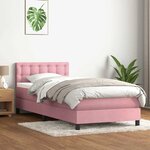 vidaXL Sommier à lattes de lit avec matelas et LED rose 90x220 cm velours