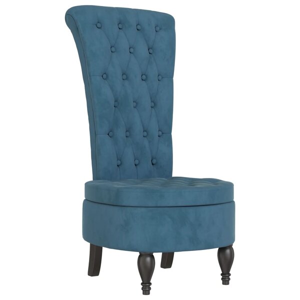 vidaXL Chaise à dossier haut bleu velours conception de bouton