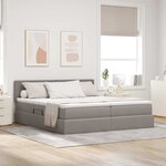 vidaXL Lit de rangement LED avec matelas Taupe 180 x 200 cm Tissu