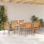 Ensemble de Salle à Manger de Jardin 7 Pièces vidaXL Gris Poly Rattan Acacia