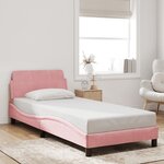vidaXL Cadre de lit et tête de lit sans matelas rose 90x200 cm velours