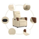 vidaXL Fauteuil inclinable électrique Crème Tissu