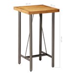 vidaXL Table de bar Teck recyclé massif 60x60x107 cm