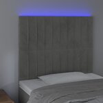 vidaXL Tête de lit à LED Gris clair 80x5x118/128 cm Velours