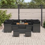 vidaXL Ensemble de canapé de jardin avec coussin 10 Pièces Noir