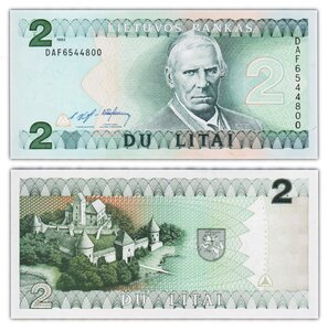 Billet de collection 2 litai 1993 lituanie - neuf - p54