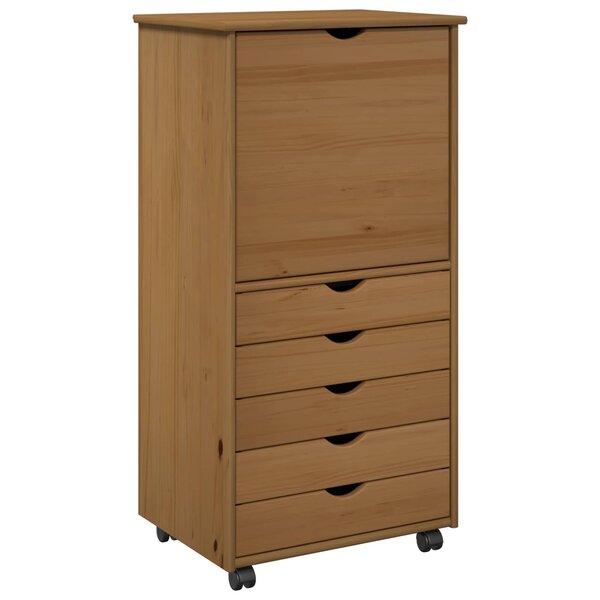 vidaXL Cabinet roulant Marron miel 53 x 39 x 103 cm Bois de Pin Massif