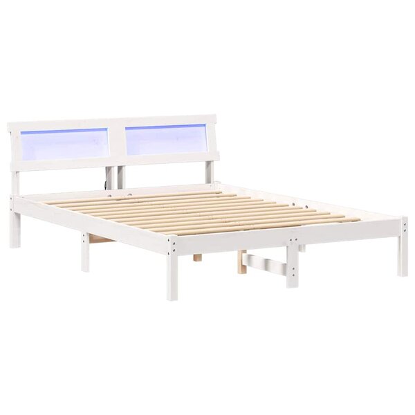 vidaXL Cadre de lit Blanc 140 x 190 cm Bois massif en pin