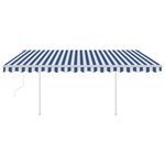 vidaXL Auvent automatique capteur de vent/LED 4x3 5 m Bleu et blanc
